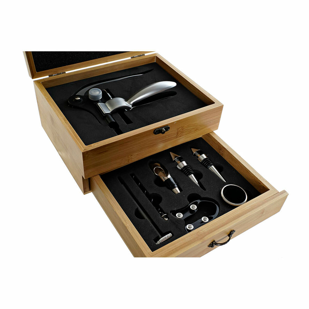 Sada vínnych doplnkov DKD Home Decor z bambusu a nerezovej ocele (8 ks)