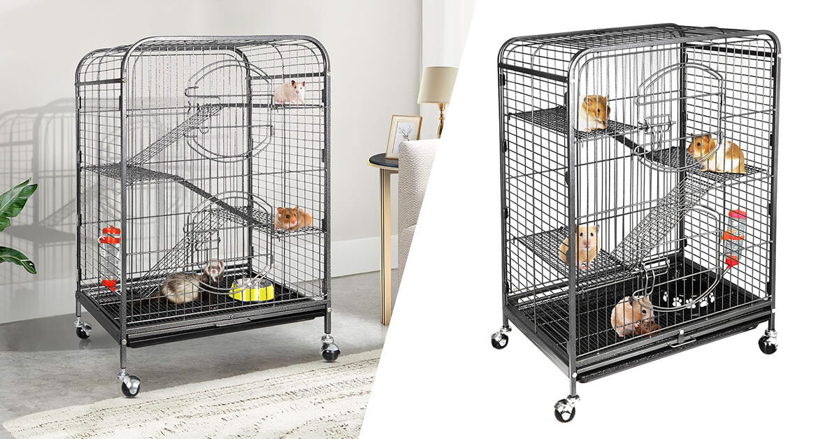 Pojazdná vonkajšia klietka pre malé domáce zvieratá – s miskou, napájačom a výsuvnou podstielkovou misou