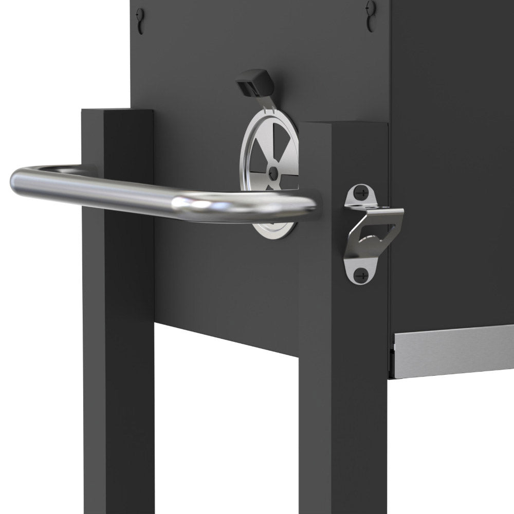 Multifunkčný záhradný gril – so sklápacím vekom, bočným stolíkom, ohrievacou mriežkou a kolieskami